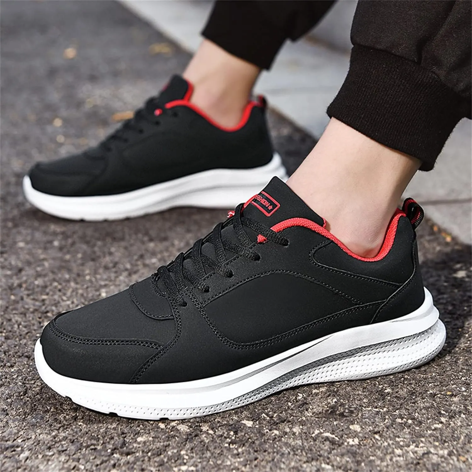 Tennis Shoes for Men Casual Dress Shoes for Men Lightweight Breathable Slip on Running Boots Mens Slip on Walking Blade Tennis Black Sneakers Mens