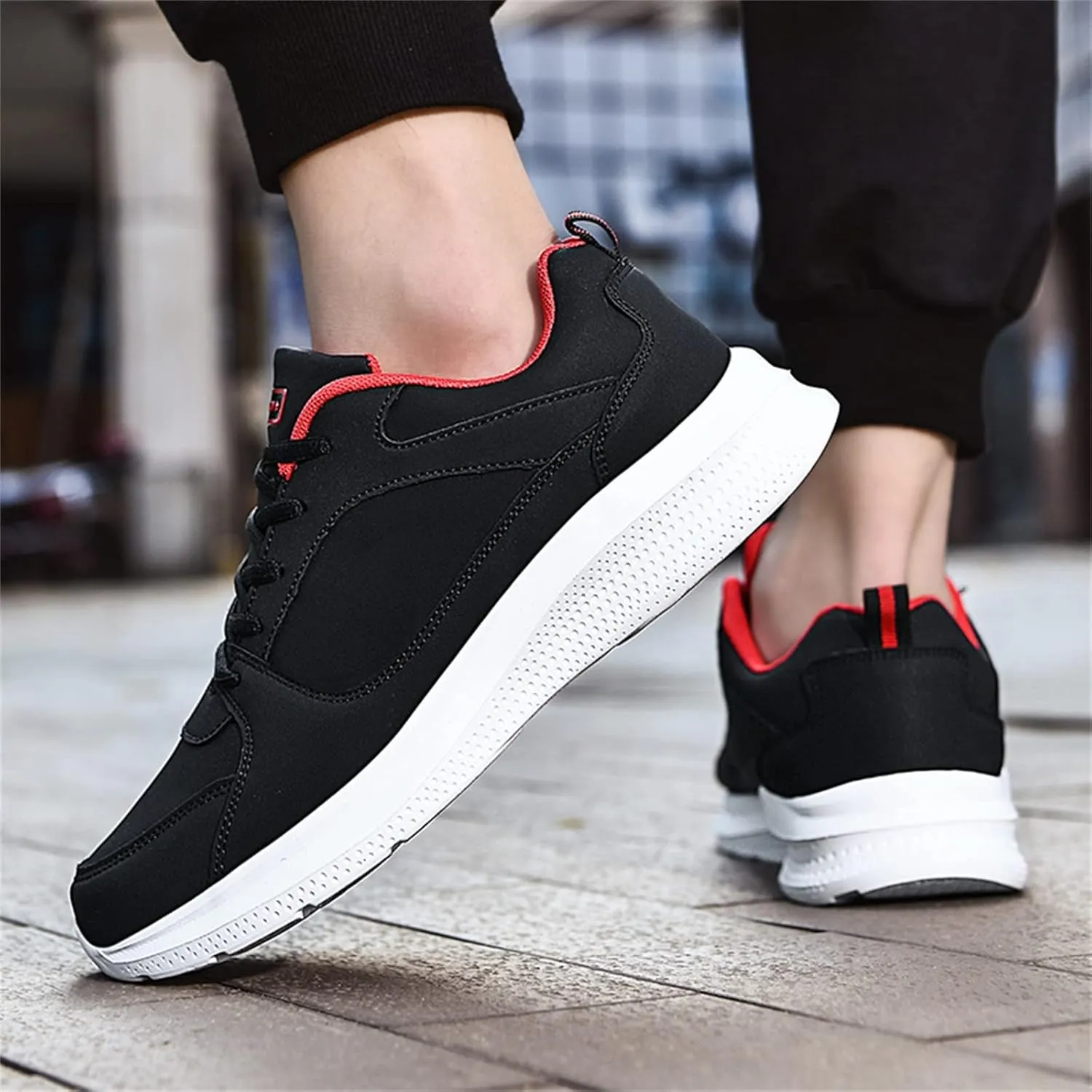 Tennis Shoes for Men Casual Dress Shoes for Men Lightweight Breathable Slip on Running Boots Mens Slip on Walking Blade Tennis Black Sneakers Mens