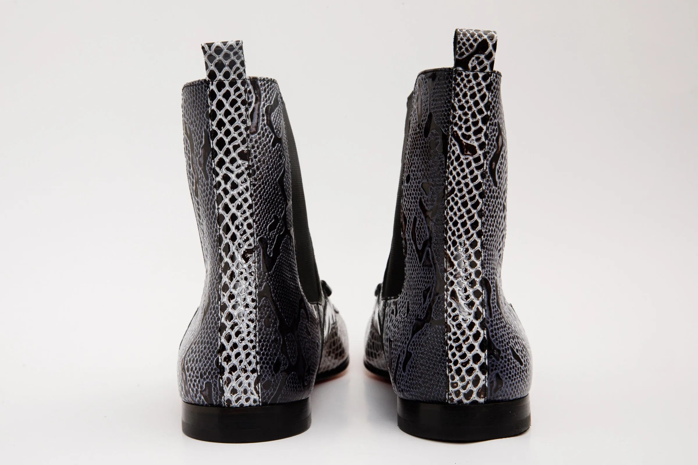 The Milano Black & White Leather Chelsea Dress Men Boot Final Sale!