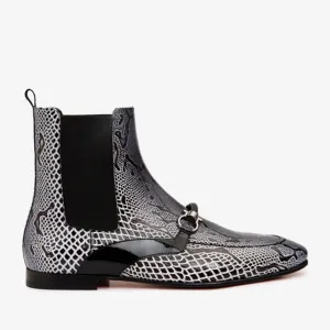The Milano Black & White Leather Chelsea Dress Men Boot Final Sale!