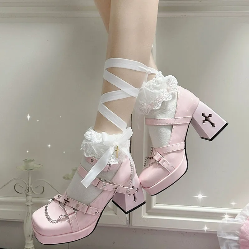 The night of the witch Lolita~Punk Lolita Heels Y2K Elegant Lolita Shoes