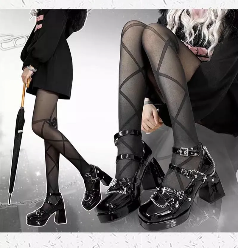 The night of the witch Lolita~Punk Lolita Heels Y2K Elegant Lolita Shoes