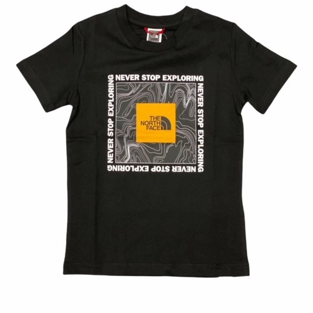 The North Face T-shirt Junior S/S Box NF0A3BS2YDD black Garment Washed Texture Soft and Lightweight