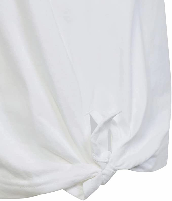 Adidas T-shirt manica corta in cotone da ragazza con nodo laterale HR5818 white soft fit