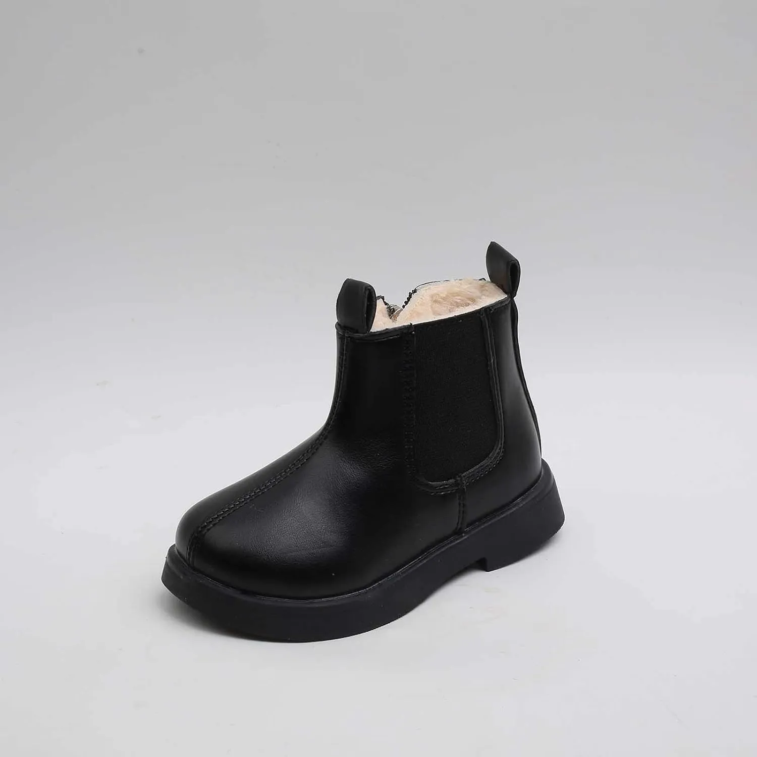 Toddler Fuzzy Lined Booties With Side Zipper Kids Girls Boys aterproof Slip On Ankle Short Boots Winter Outdoor Shoes