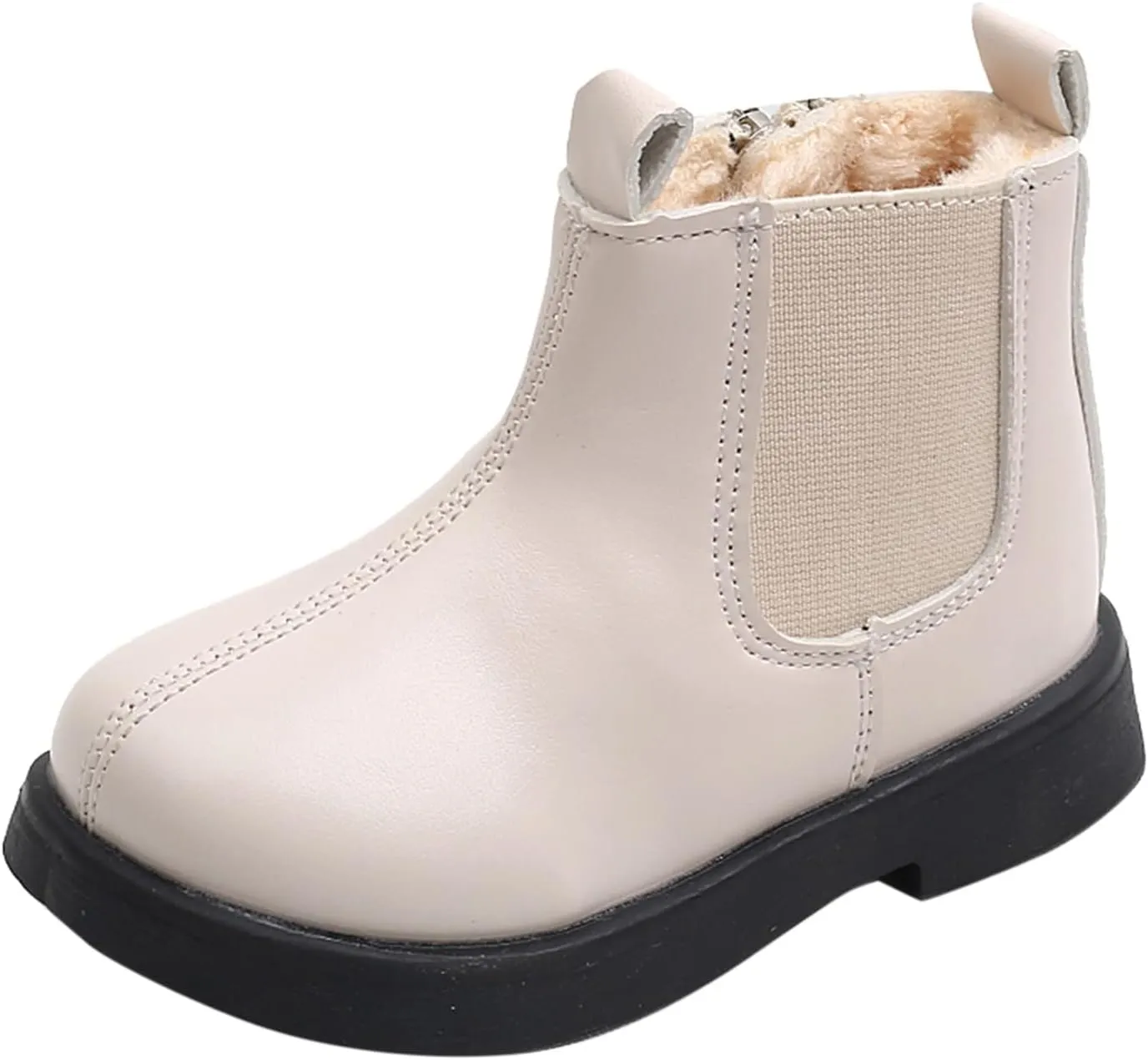 Toddler Fuzzy Lined Booties With Side Zipper Kids Girls Boys aterproof Slip On Ankle Short Boots Winter Outdoor Shoes