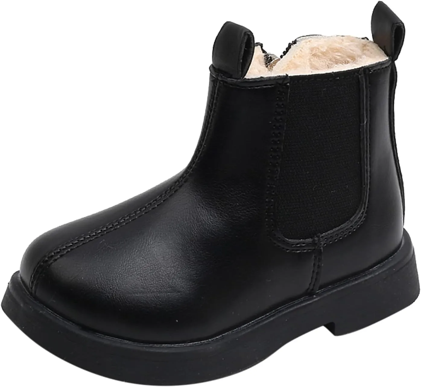 Toddler Fuzzy Lined Booties With Side Zipper Kids Girls Boys aterproof Slip On Ankle Short Boots Winter Outdoor Shoes