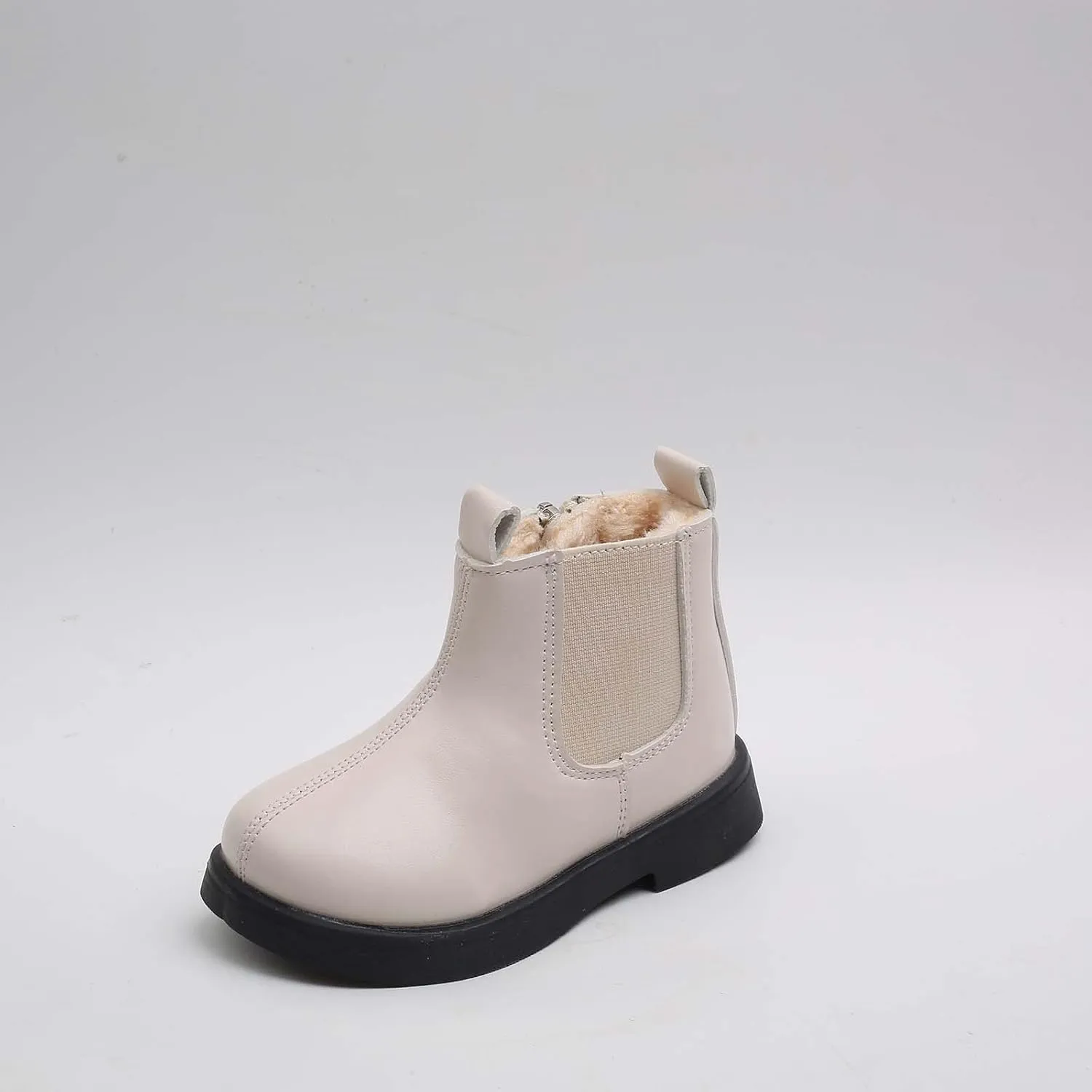 Toddler Fuzzy Lined Booties With Side Zipper Kids Girls Boys aterproof Slip On Ankle Short Boots Winter Outdoor Shoes