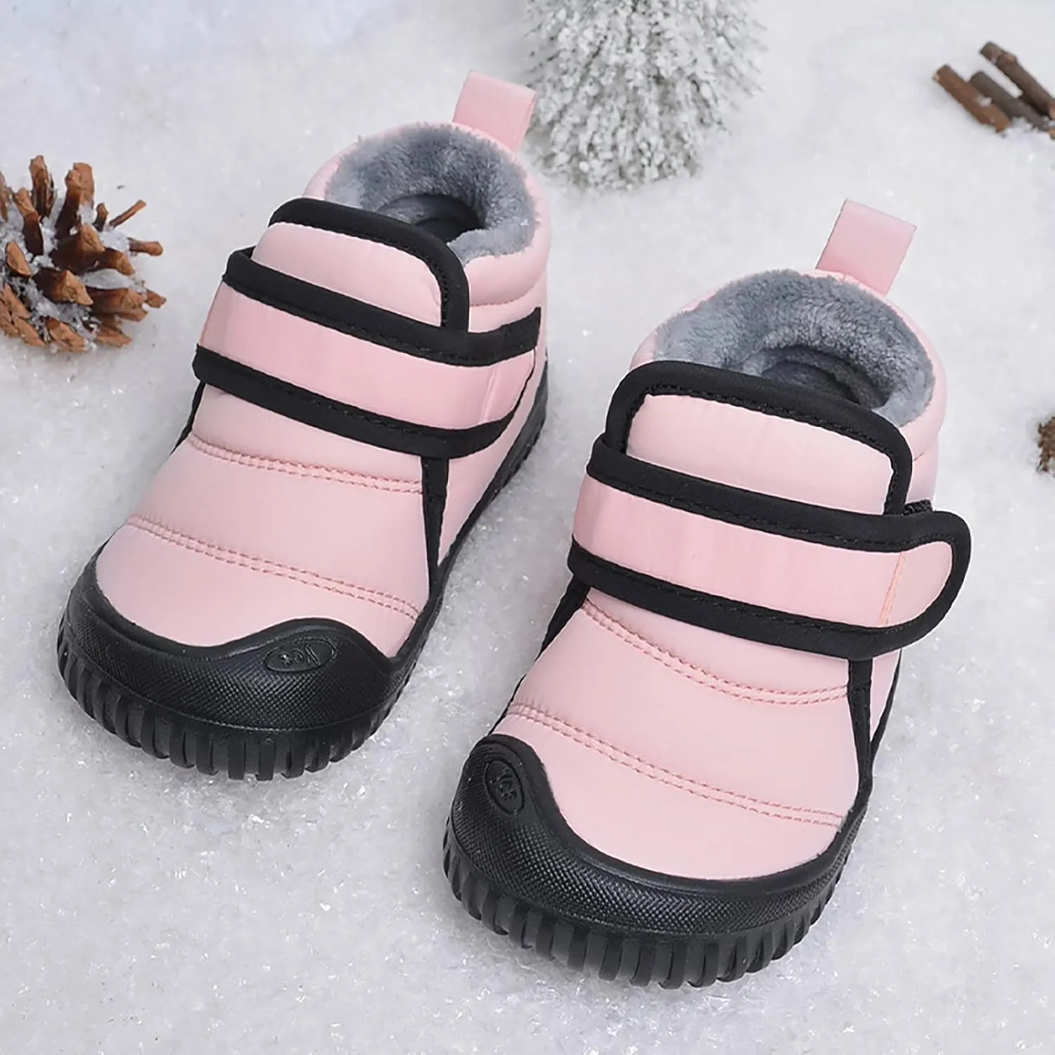 Toddler Unisex Winter Snow Boots Boys Girls Cold Weather Faux  Thermal Lined Winter Anti Slip Outdoor Shoes
