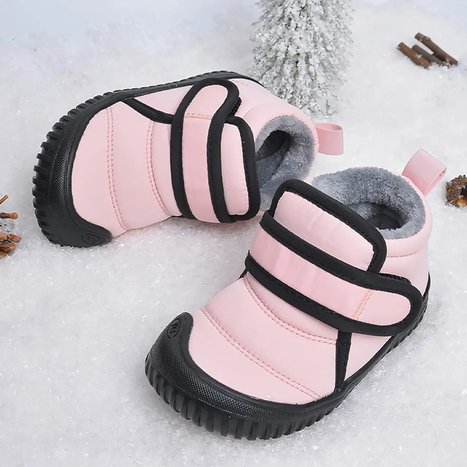 Toddler Unisex Winter Snow Boots Boys Girls Cold Weather Faux  Thermal Lined Winter Anti Slip Outdoor Shoes