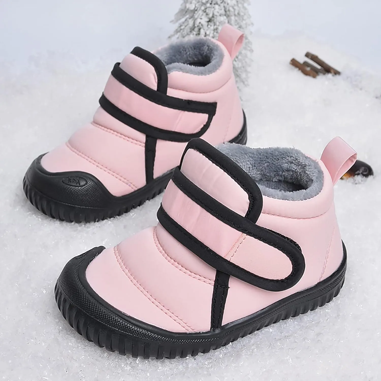 Toddler Unisex Winter Snow Boots Boys Girls Cold Weather Faux  Thermal Lined Winter Anti Slip Outdoor Shoes