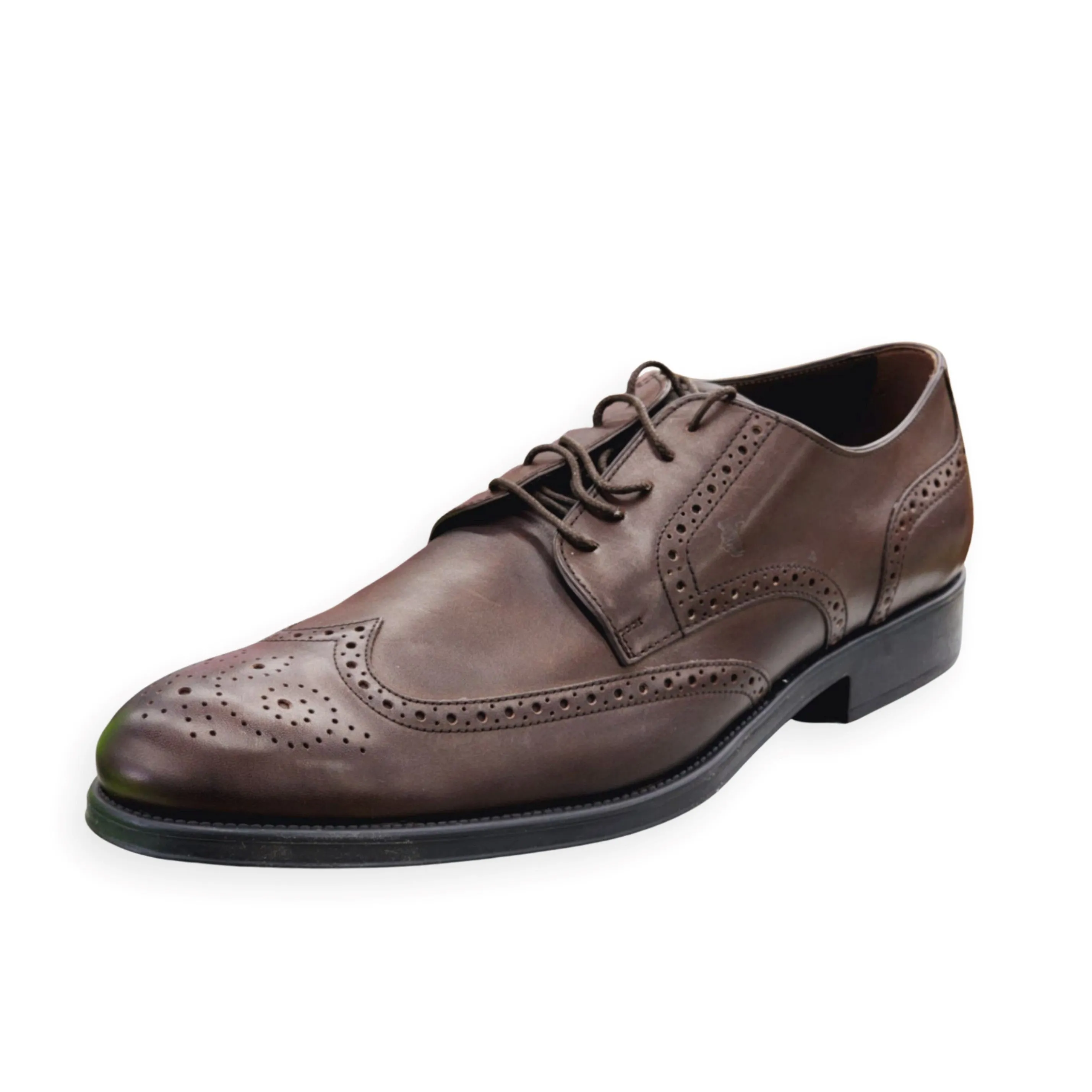 Tod's Mens Brown Derby Brown Leather Lace Up Wingtip Oxford Classic Shoes