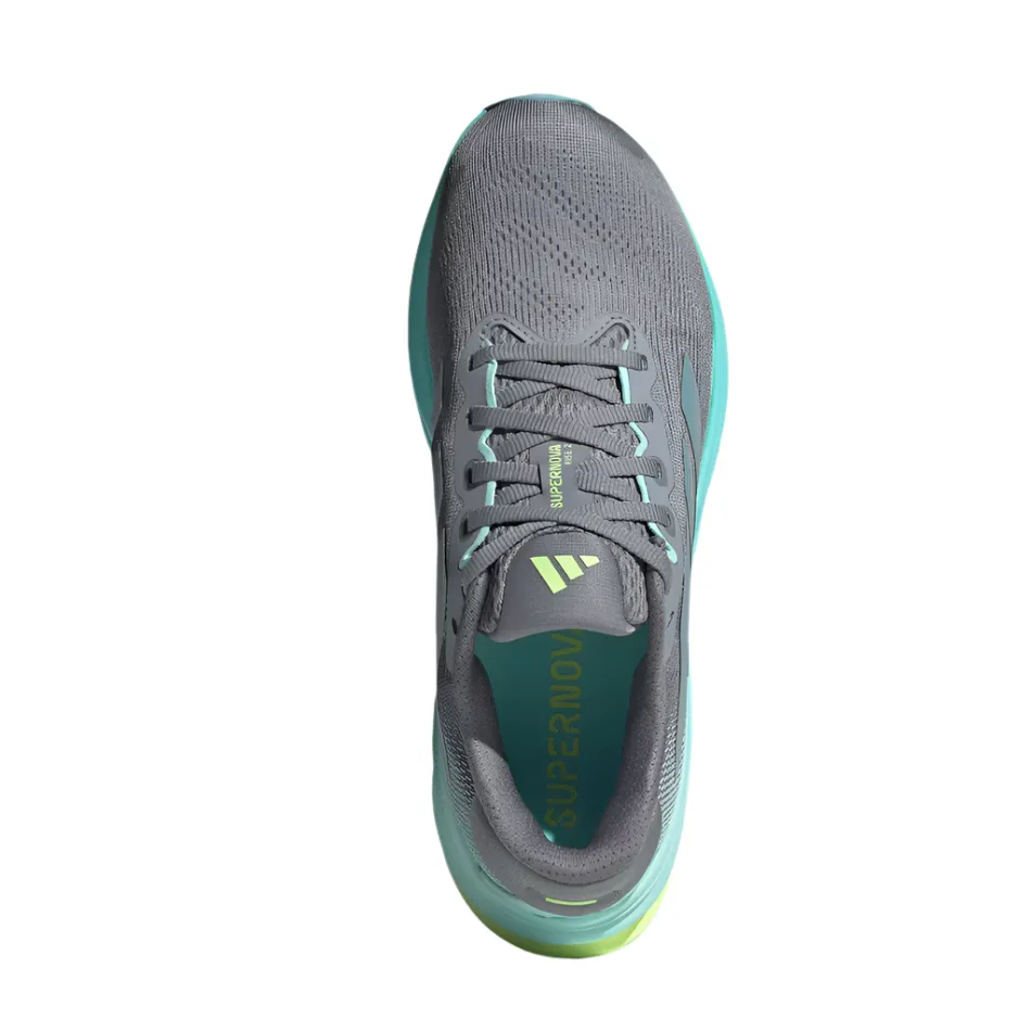 Knit Weave Texture Adidas Women's Supernova Rise 2 Running Shoes in Grey/Magic Grey Met/Flash Aqua AW25