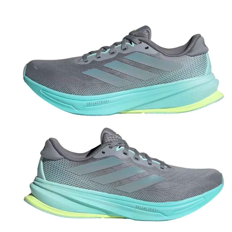 Adidas Women's Supernova Rise 2 Running Shoes in Grey/Magic Grey Met/Flash Aqua AW25 Energy Returning Sole Subtle design
