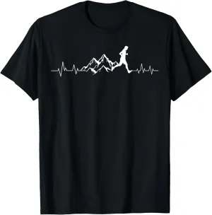 Trail Running Heartbeat Ultra Runner Mountain Sport Activity T-Shirt