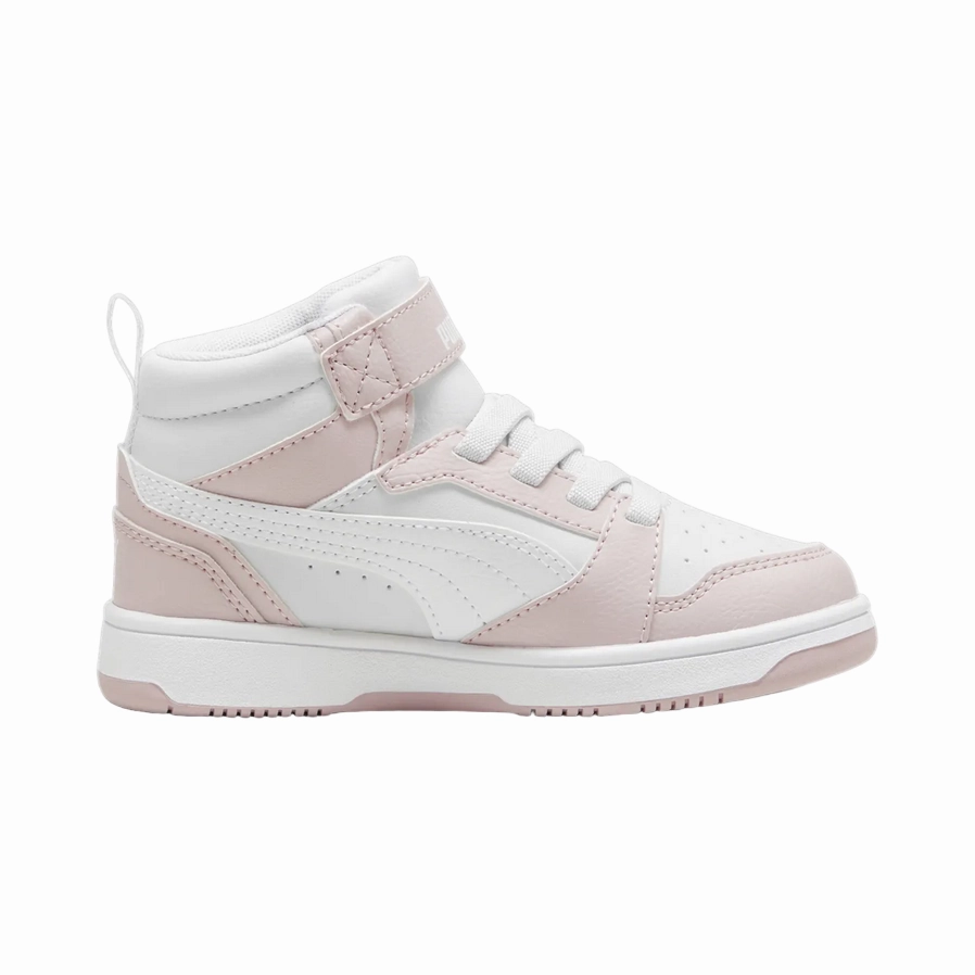 water - resistant running option Puma scarpa da ginnastica alta da bambino Rebound V6 Mid 396542-20 malva-bianco