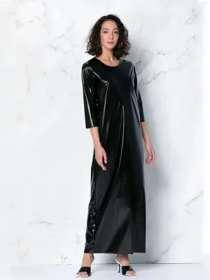 Trend4us Women's Glossy Patent Leather Maxi Dress