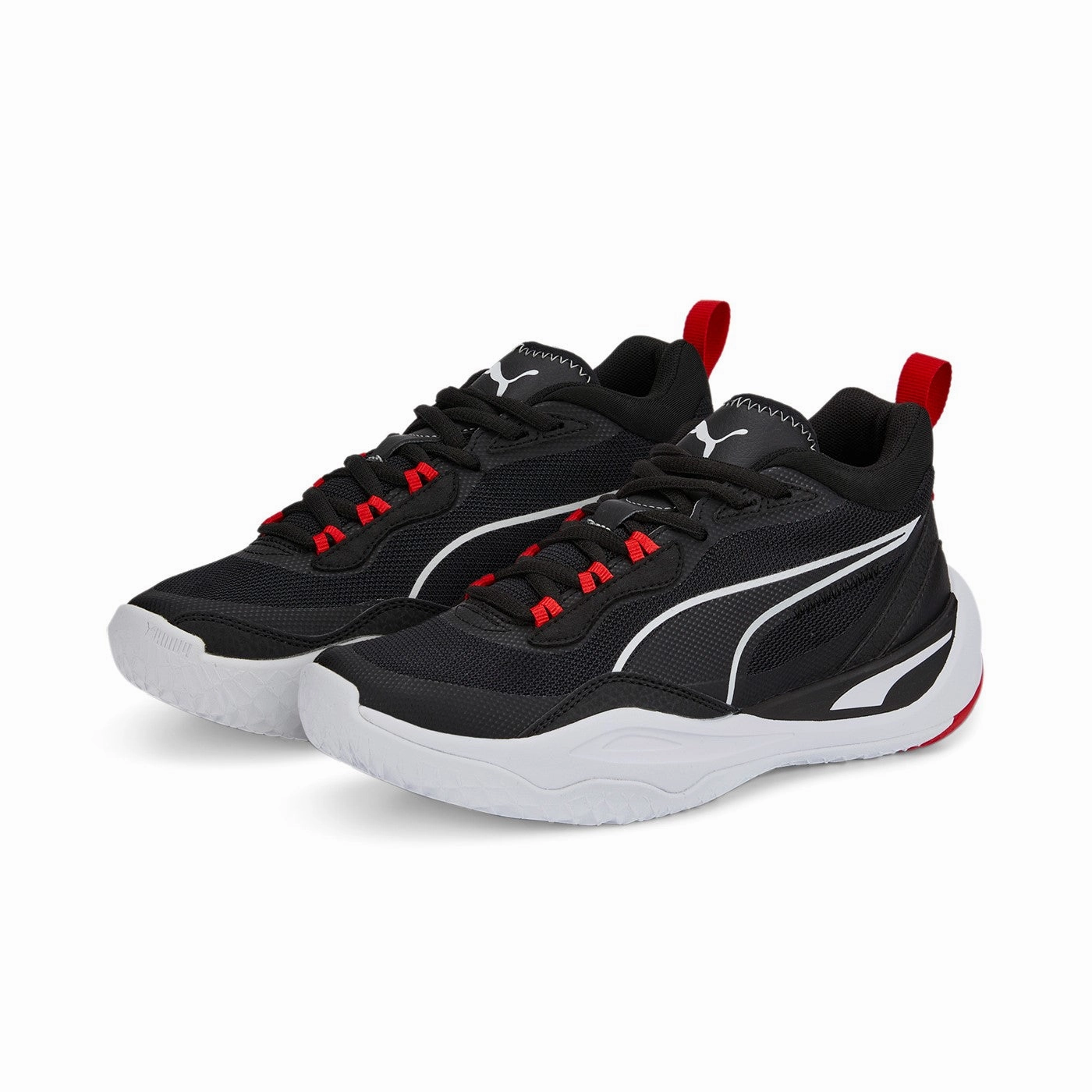 Puma Scarpa da pallacanestro da ragazzo Playmaker 387353 01 nero-bianco-rosso patch - decorated running option