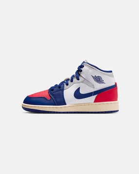 Jordan Kids' Air Jordan 1 Mid (GS) White/Royal Shock absorption system