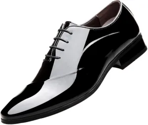 Tuxedo Shoes Patent Leather Wedding Shoes for Men Cap Toe Lace Up Formal Business Oxford Shoes