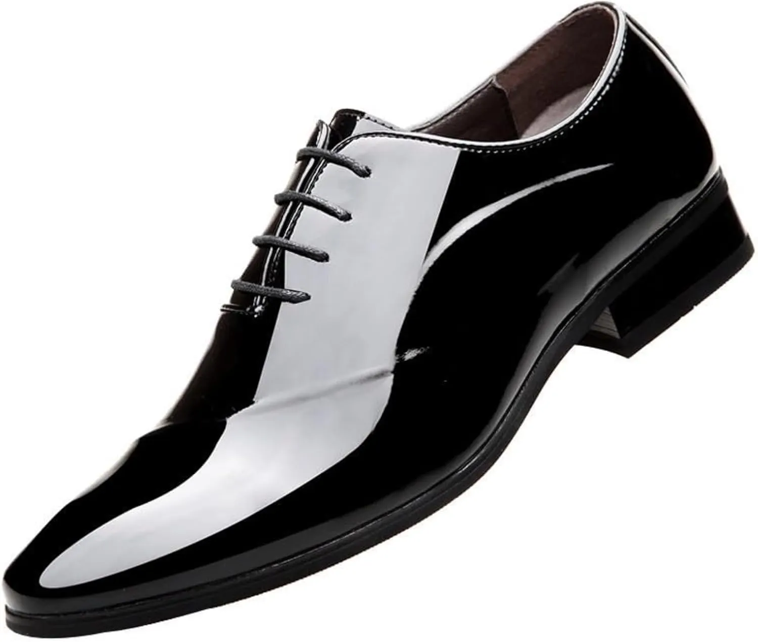 Tuxedo Shoes Patent Leather Wedding Shoes for Men Cap Toe Lace Up Formal Business Oxford Shoes