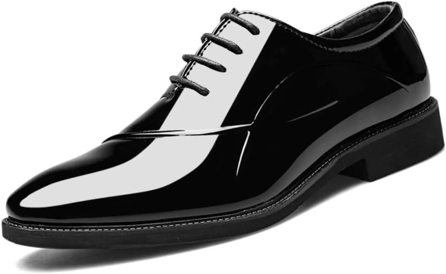 Tuxedo Shoes Patent Leather Wedding Shoes for Men Cap Toe Lace Up Formal Business Oxford Shoes