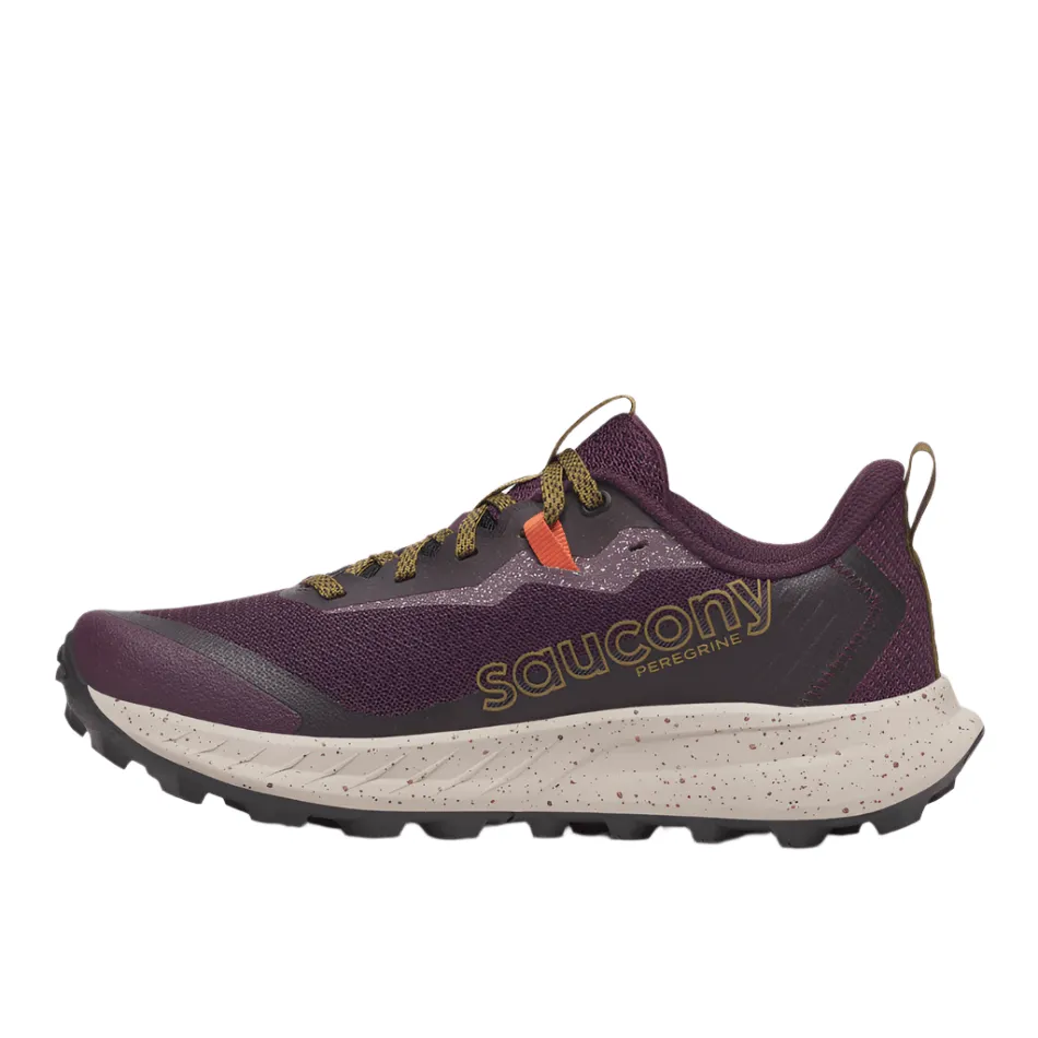 Saucony Women's Peregrine 15 Trail Running Shoes in Wine/Kodiak AW25 Cushion Comfort Streamlined ease