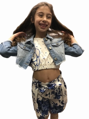 Please Giubbino in jeans da ragazza JB14F83G49 1670 blu denim Observe