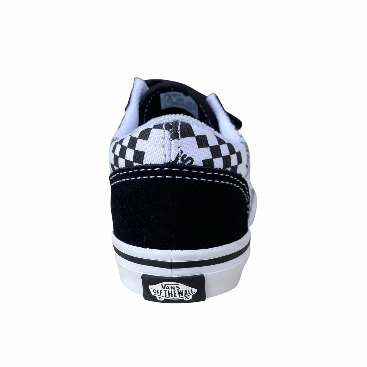 Vans scarpa sneakers da bambino con strappo Old Skool V VN0009RC6BT1 logo e quadratini nero-bianco lightweight - construction shoes