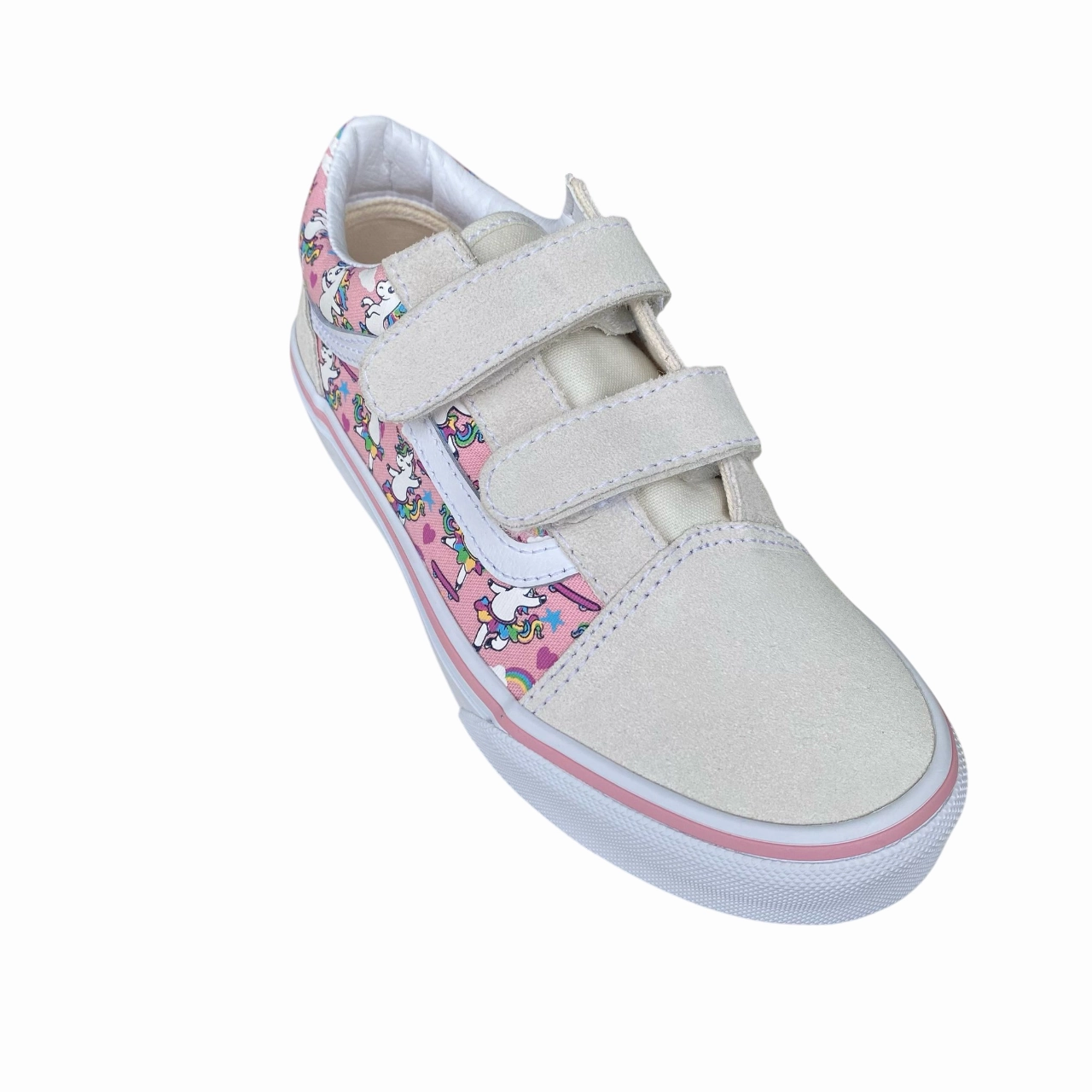 Innovative Vans scarpa sneakers da ragazza con velcro Old Skool V Ballet Skaticorn Marshmal VN000CYDCY71 bianco-rosa