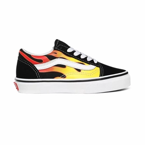 Trail Cushioning Vans scarpa sneakers da ragazzo Old Skool Flame VN0A5AOAXEY nero bianco fiamme