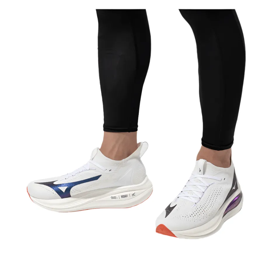 Mizuno Men's Neo Vista 2 Running Shoes in White/White/Iris Bloom AW25 children's athletic shoes