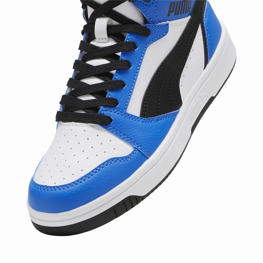 Bright Adaptable to different foot shapes Puma scarpa sneakers alta da ragazzi Rebound V6 393831-06 bianco-nero-azzurro