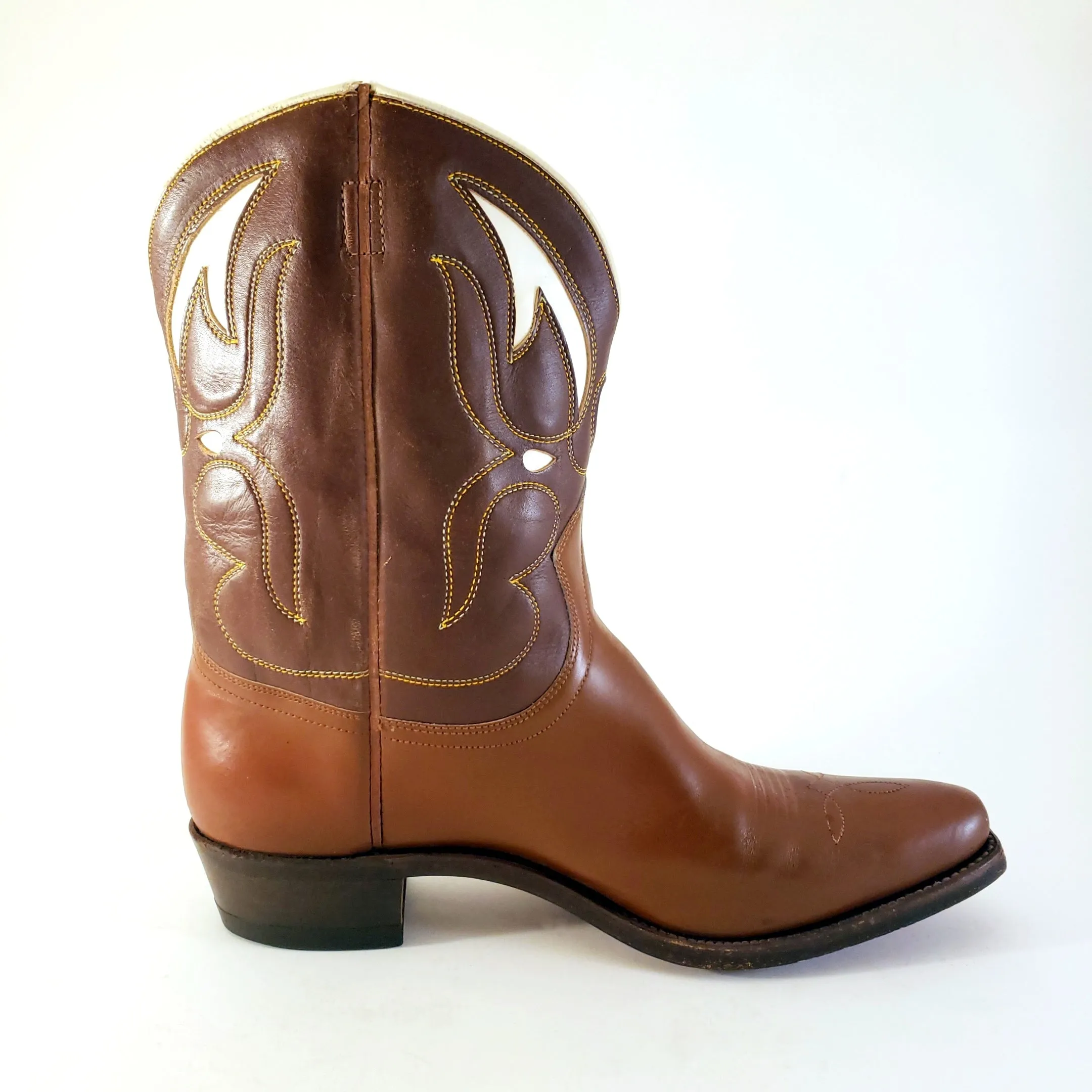 Vintage Goding Two-Tone Brown Men's Cowboy Boots