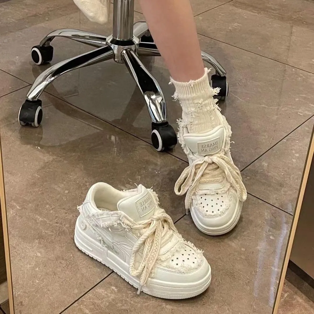 Walking Sneakers for Women Platform Canvas Sneaker Y2K Aesthetic Cute Star Comfortable Fashion Lace Up