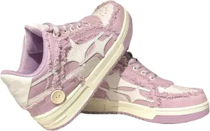 Walking Sneakers for Women Platform Canvas Sneaker Y2K Aesthetic Cute Star Comfortable Fashion Lace Up