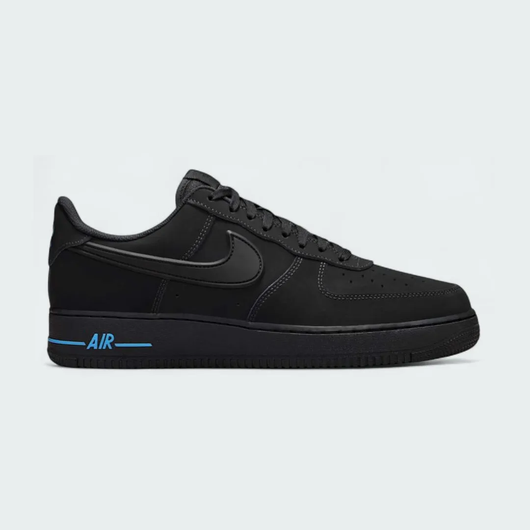 Nike Air Force 1 '07 Men's Black Trainers Leather HV6223 001 Strobel Board Construction Lace Lock System