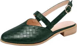 Weave Sandal for Women Fashion Pointed Toe Closed Toe Cutout Strap Buckle Low Heel Casual Shoes Summer Comfortable Flat Slides Mules Shoes