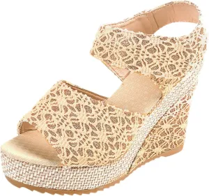 Wedges Sandals for Women Ladies Shoes Casual Shoes Fashion Platform Sandals Floral Flower Lace Womens Rain Boots High