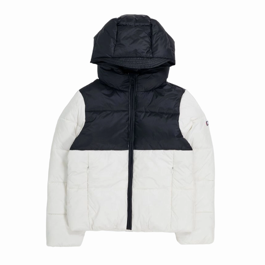 Champion Giubbotto con cappuccio da ragazzo 404832 WW036 bianco-nero Outdoor Activity Abrasion Resistant Edges