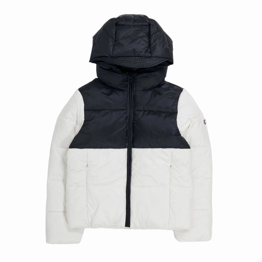 Windshield Coat Durable Seams Champion Giubbotto con cappuccio da ragazzo 404832 WW036 bianco-nero