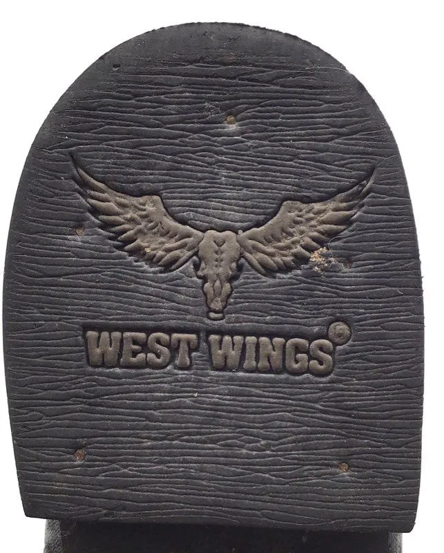West Wings Men's Black Leather Cowboy Western Boots - Size 6.5