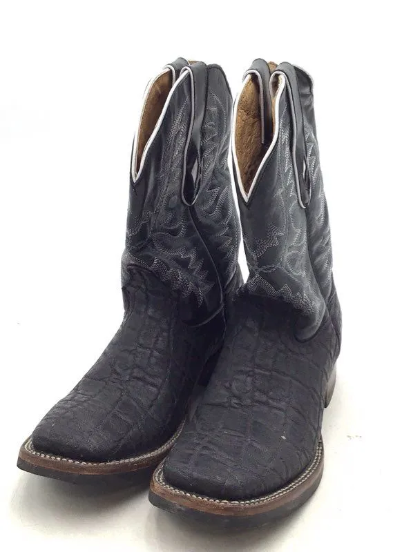 West Wings Men's Black Leather Cowboy Western Boots - Size 6.5