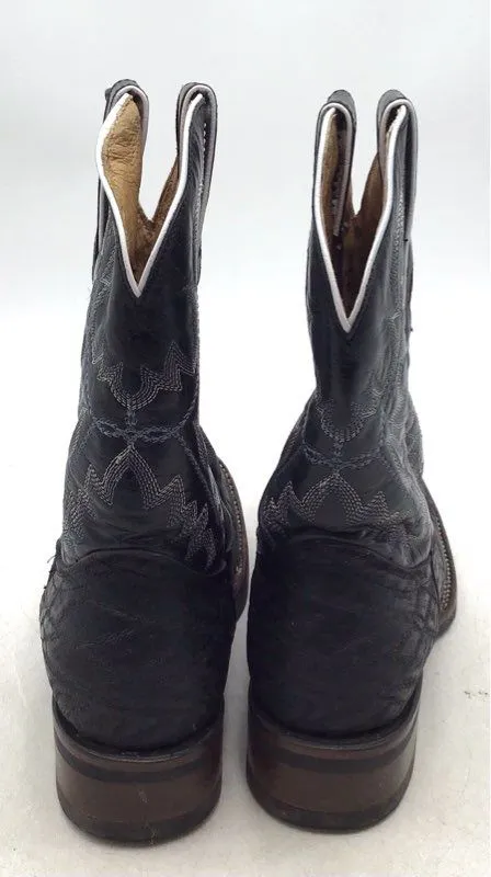 West Wings Men's Black Leather Cowboy Western Boots - Size 6.5