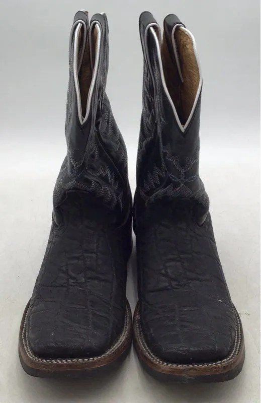 West Wings Men's Black Leather Cowboy Western Boots - Size 6.5