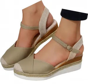 Wide Closed Toe Sandals for Women,Espadrille Wedge Sandals for Women Dressy Summer Comfortable Anti Slip Beach Casual Shoes