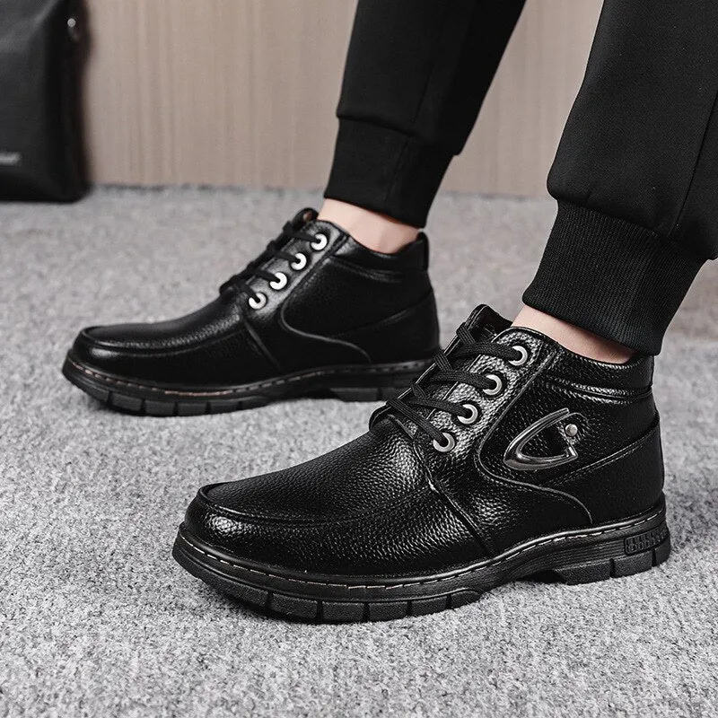 Winter Men Boots Waterproof Snow Boots Comfortable Sneakers Men Work Casual Shoes Non-slip Light Rubber Sole Walk Shoes Men