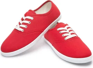 Women Canvas Sneakers Cute Walking Shoes Classic Canvas Shoes Comfort Lace Up Tennis Shoes Lightweight Textile Flats Shoes Foam Flat Shoes Biscuit Shoes