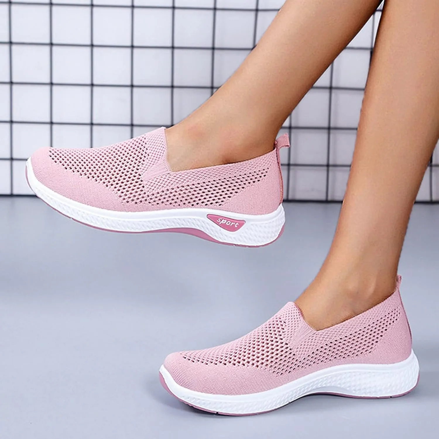 Women Comfortable Slip On Loafers Casual Walking Shoes Lightweight Canvas Sneakers Non Slip Flat Flats