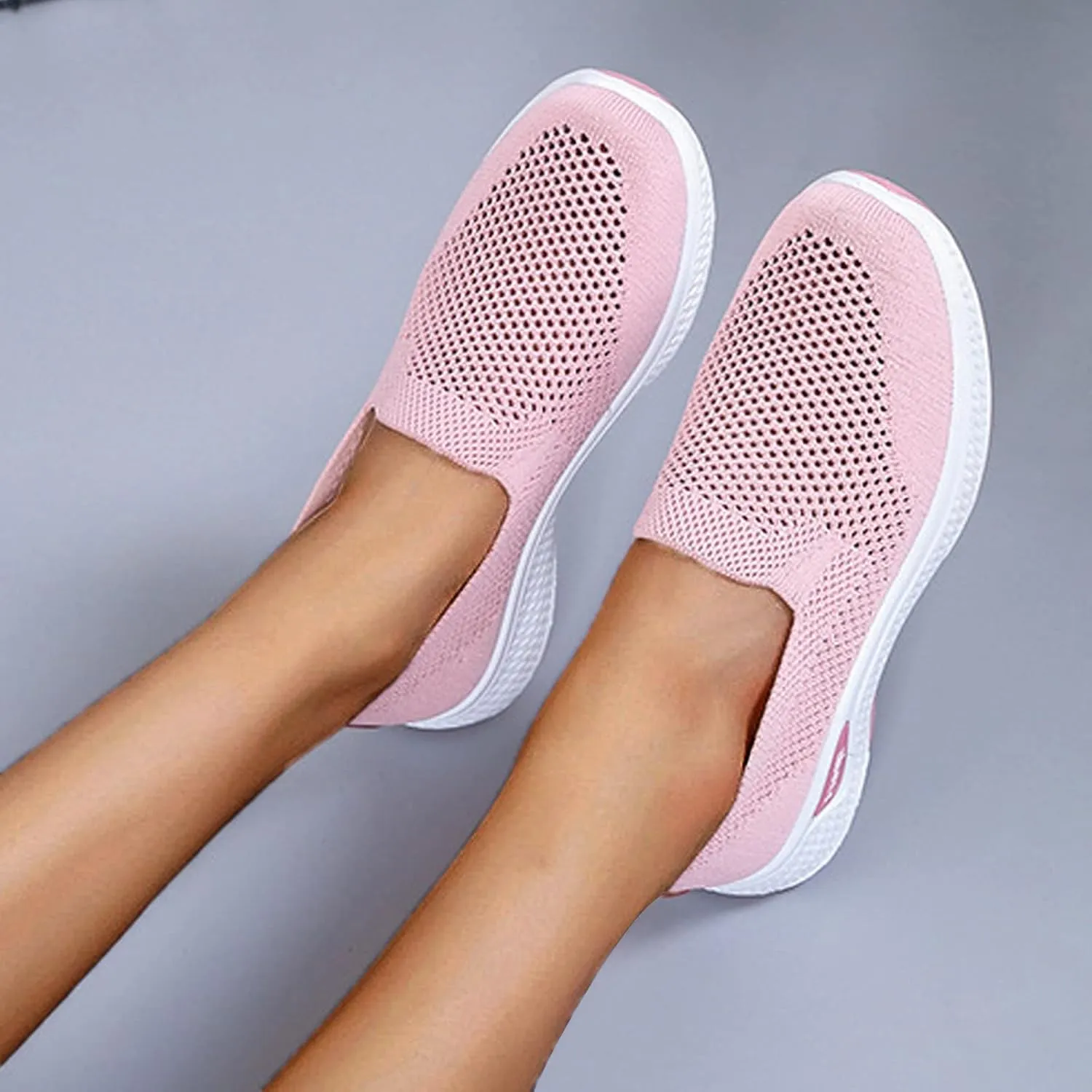 Women Comfortable Slip On Loafers Casual Walking Shoes Lightweight Canvas Sneakers Non Slip Flat Flats